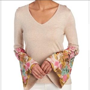 Philosophy Floral Bell Sleeve V-Neck Sweater